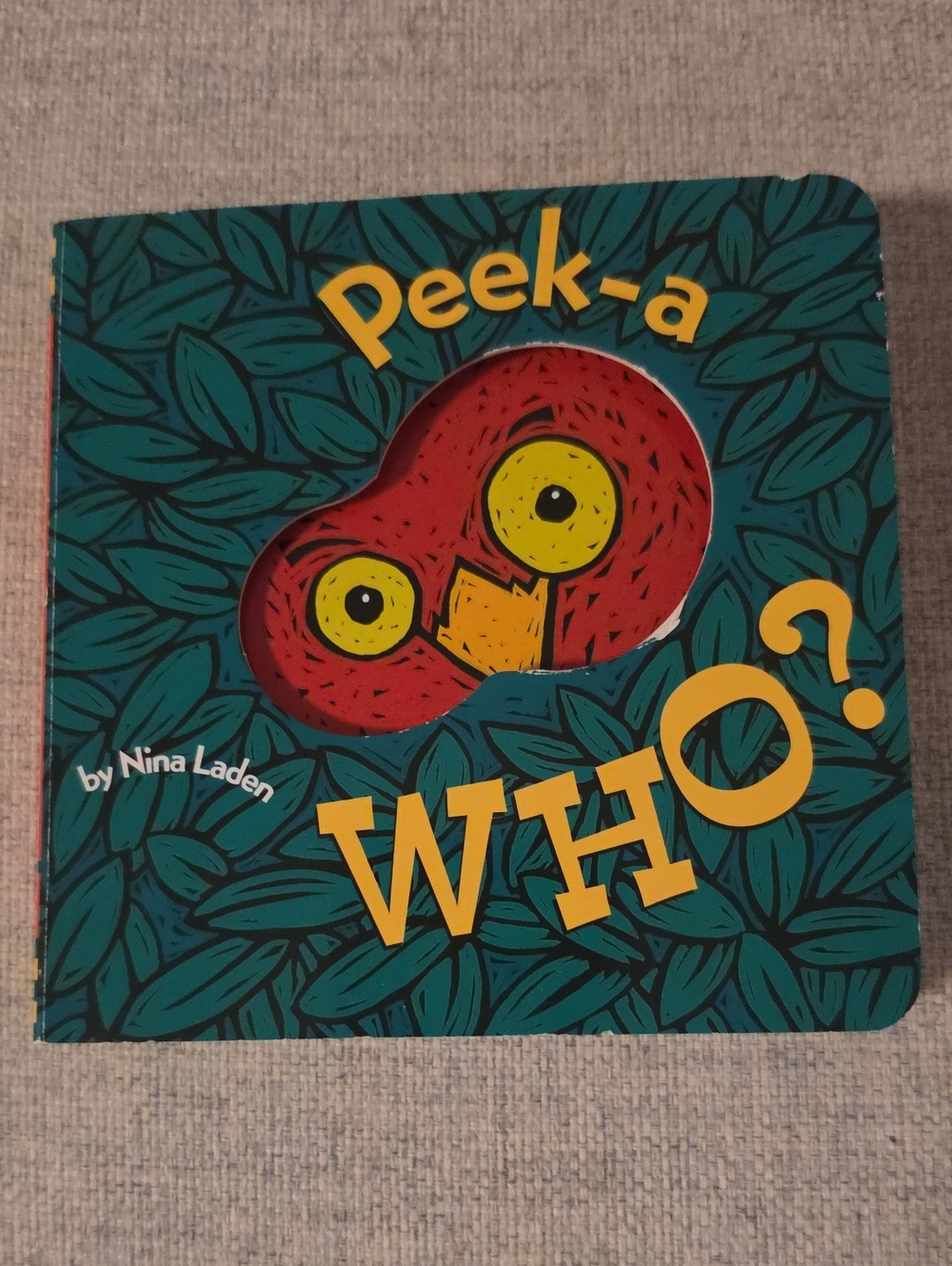 Peek-a Who? Children's Board Book - Teal Cover with Red Owl Peek